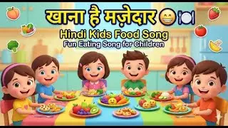 Khana Hai Majedaar 😄🍽️   Hindi Kids Food Song   Fun Eating Song for Children   Cute Kids Animation