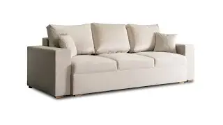 Sofa Rozkładana z Funkcją Spania Trzyosobowa NICOLO Beżowa Welurowa Nowoczesna do Salonu