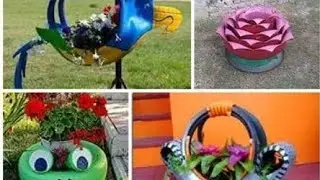 Diy Tire Planter  For Garden||Beautiful Planter Ideas For Back Yard Front Yard Garden/Recycle Tire