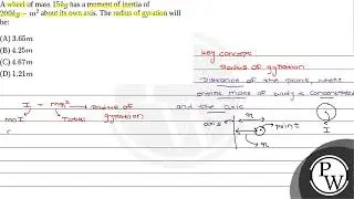 A wheel of mass \(15 kg\) has a moment of inertia of \(200 kg - m ^2\) about its own axis. The r....