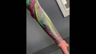 Biomech Tattoo Sleeve Inspired by Client's Pet Parrot