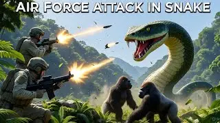 Air Force Attack in Snake | Epic Jungle Battle Between Soldiers, Gorillas & Giant Serpent
