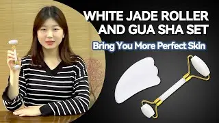 White Jade Face Massage Roller+Claw Shaped Gua Sha Tool Set - Deyigems