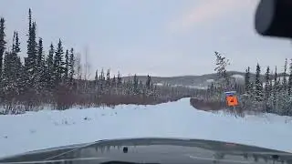 Blackwater River crossing & hill, winter road to Norman Wells NWT 
