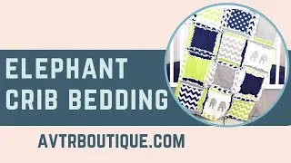 Elephant Baby Crib Bedding, Navy, Grey, and Green by A Vision to Remember