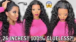 😱 $3 GLUELESS Install 26 INCH Water Wave Lace Wig EASY Beginner Friendly NO Spray NEEDED AsteriaHair