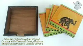 Buy Wooden Animal Inspired Printed elepant Coasters set manufacter from india #india #manufactuer