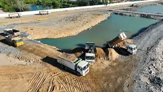 Opan Project Crocodile Lake Cleanup​​ By Dump Truck 25.5Ton Dumping Soil in sand
