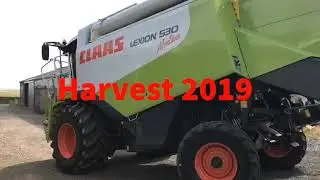 Harvest 2019 Winter barley. Claas Lexion 530 Montana.