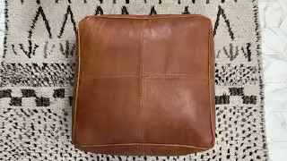 Kechart &ndash; Moroccan leather pouf, handmade pure leather pouf cover, traditional chairs & ottomans,