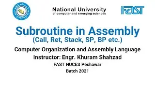 COAL Lab 6 Subroutine/Function in Assembly Language(call, ret, stack, bp, sp) | NASM | 16 bit code