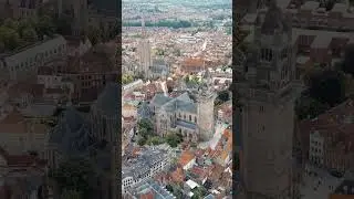 Vertical video. Bruges, Belgium. Cathedral of St. Salvator - 14th-century cathedral with a Gothic...