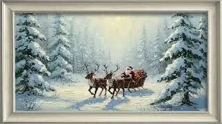 Santa and Reindeer Snowy Forest | Festive 4K Frame TV Art | Christmas Display Screensaver