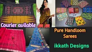 Pure Handloom ikkat Saree Collection||cotton Lenin sarees||Courier Avilable