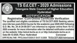TS ED CET 2020 Admission Notification , Mtech Program on OU....