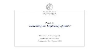TTIP – Panel 1 - Increasing the Legitimacy of ISDS