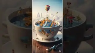 A surreal and fantastical scene showing a close-up view of a large soup bowl. #coffee