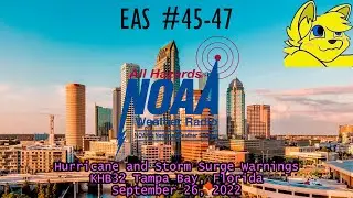 (RARE) Hurricane and Tropical Storm Warnings on KHB32 Tampa, FL (9/26/22) (EAS #45-47)