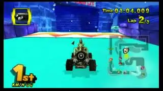 Mario Kart Wii Deluxe 9.3 (Riivolution): Dry Bowser races in Bowser's Frozen Castle