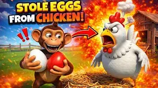 Old MacDonald's Farm Naughty Monkey Steals Eggs & Police Rescue Chicks🐒🐣👮🏻&zwj;♂️