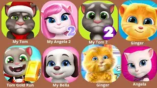 Talking Tom, Ginger, My virtual pet Bella, My Tom 2, Angela, 2, Tom Gold Run,Gummy Bear. Let's go!!