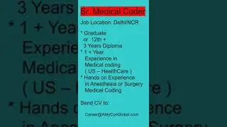 Sr. Medical Coding | Medical Coder ( Surgery, Anesthesia ) | #Shorts #Jobs #Careers