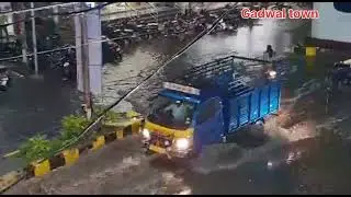 Drowned the city roads at Gadwal town, Telangana state, India | Rainy season floods