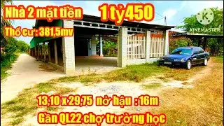 Bán nhà đất gần Ql22B chợ trường học 13x29 nở hậu 16m giá 1 tỷ 450