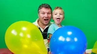 Dani and Rafi inflate balloons 🔴🔵🟣🟢🟡🟠 with dad | Дани и Рафи надувают шарики 🔴🔵🟣🟢🟡🟠