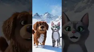 Cute Dog Cat Snow View ❄️🔥. #shorts