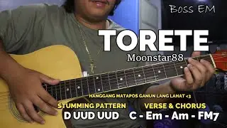 Torete Guitar Tutorial - Moonstar88 (4 SUPER EASY CHORDS) FOR BEGINNERS #BossEM