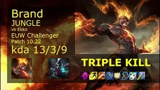 Brand Jungle vs Ekko - EUW Challenger 13/3/9 Patch 10.22 Gameplay