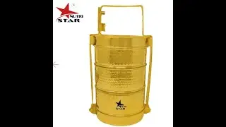 Indian Brass Tiffin Lunch Box with tin coating at best price | Brass Tiffin with 3 containers