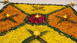Easy Flower Rangoli Design For Diwali 🪔|| Colors Of Happiness, Along With Flowers 🌺 #diwali #diy
