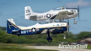 T-28 Trojan Formation Takeoffs - Northern Illinois Airshow 2017