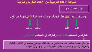 العدد الترتيبي - الأول الثانوي الأدبي -