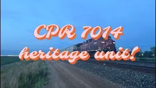 HERITAGE UNIT! Canadian Pacific 7014 and KCS 4123 with westbound Grain