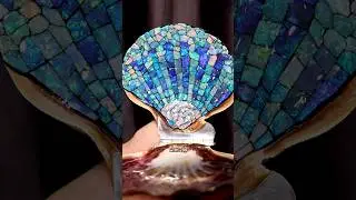 Incredible Opal Scallop Shell. My father created while he was on our Earth. #opalshell