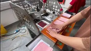 Pocket folding and pressing ironing machine double head with steam,with touch screen