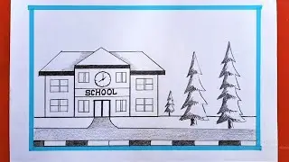 Draw | School Scenery | Easy Pencil Drawing Tutorial | Step by Step