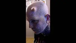 Russ Foxx UV Circuitry Head Tattoo