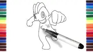 How to draw Pokemon Go characters Machop step by step