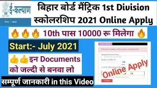 Bihar 10th Pass Scholarship 2021 Online Kaise Kare//Bihar Board 10th Pass 1st Division Scholarship..