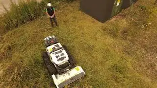 Robot débroussailleur de pente de la marque Hymach de l'entreprise Créa'vertige en Moselle.