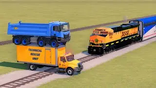 Flatbed Trailer McQueen Transportation with Truck - Speedbumps - Train - Truck - BeamNG Drive - FS22