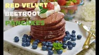 VEGAN RED VELVET BEETROOT PANCAKES RECIPE// Easy Healthy Breakfast