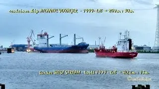 tanker WEST STREAM C6QI4 IMO 7814254 meets container ship ATLANTIC VOYAGER V2AC6 IMO 9153410 in Emde