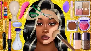 Makeup ASMR PERFECT WIG WEARING & MAKEUP 2 | BLACK BEAUTY MAKEUP ANIMATION | MAKEUP FOR DARK SKIN