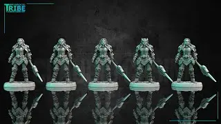 3D print miniatures, multi species female warrior miniature for role play games!