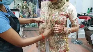घर बैठे सीखे 5 मिनट में पार्लर जैसा bridal Dupatta setting//step by step easy & simple method